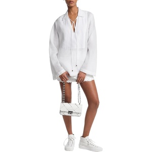 Michael Kors Women’s Ramie V-Neck Blouse(White)