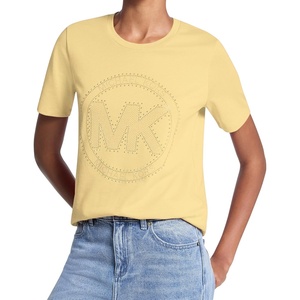Michael Kors Women’s Rhinestud MK Logo T-Shirt(Lemon)