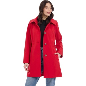 Michael Kors Women’s Single Breasted Raincoat With Detachable Hood(Red)