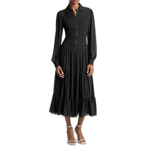 Michael Kors Women’s Smocked Shirt Dress(Black)
