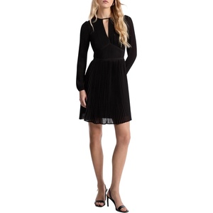 Michael Kors Women’s Solid Pleated Mini Dress(Black)