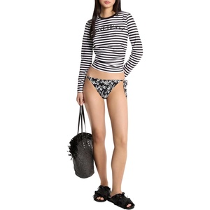 Michael Kors Women’s St. Tropez Long Sleeve Classic T(Black/White)
