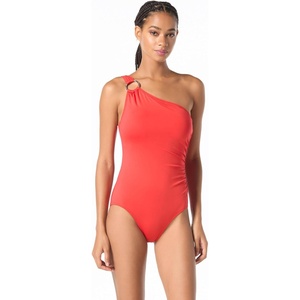 Michael Kors Women’s Standard Solid Logo Ring Shoulder One Piece(Sienna)