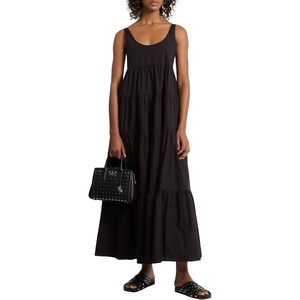 Michael Kors Women’s Stretch Cotton Tiered Dress(Black)