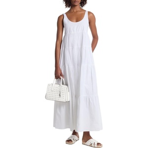 Michael Kors Women’s Stretch Cotton Tiered Dress(White)