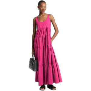 Michael Kors Women’s Stretch Cotton Tiered Dress(Wildberry)