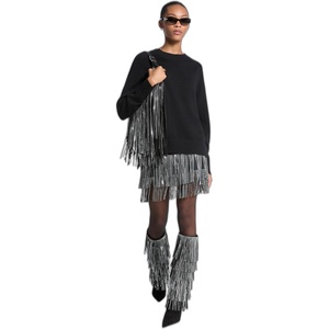 Michael Kors Women’s Studded Fringe Mini Skirt(Black)
