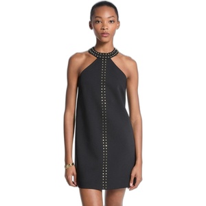 Michael Kors Women’s Studded Halter Mini Dress(Black)