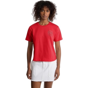 Michael Kors Women’s Studded Mk Charm Cropped T-Shirt(Crimson)