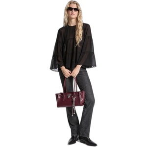 Michael Kors Women’s Tiered Long Sleeve Blouse(Black)