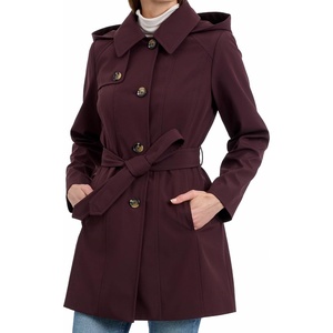 Michael Kors Women’s Trench Coat Style Raincoat with Detachable Hood(Red)