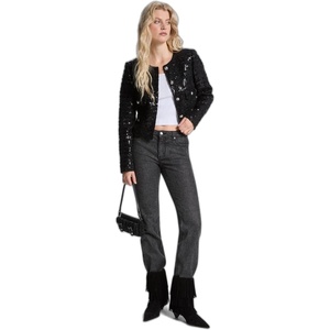 Michael Kors Women’s Tweed Crop Jacket(Sequin/Black)