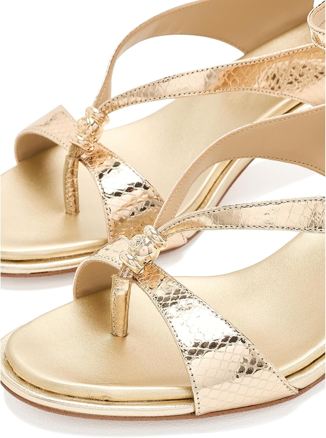 image:imageMICHAEL Michael Kors Cherie Mid SandalsEmbossed SnakePale Gold