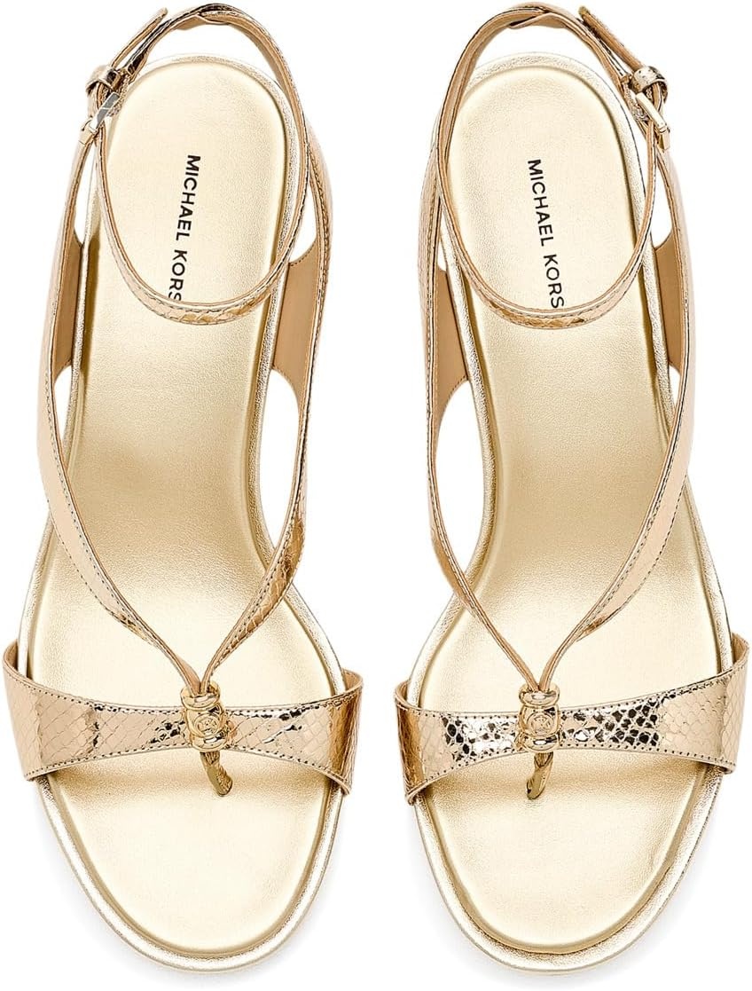 image:imageMICHAEL Michael Kors Cherie Mid SandalsEmbossed SnakePale Gold