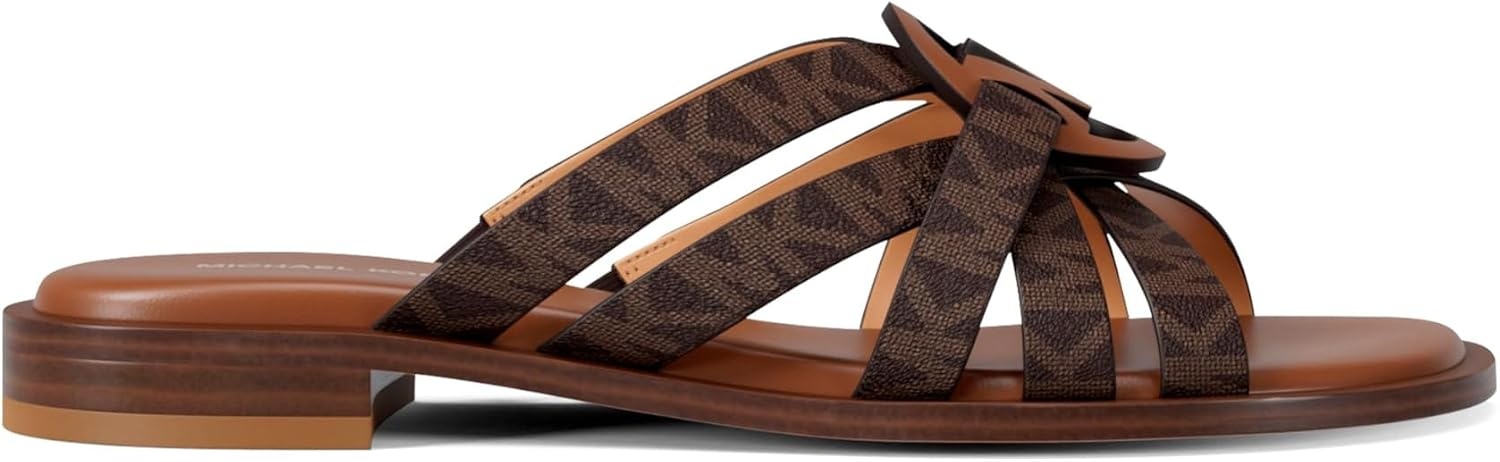 image:imageMICHAEL Michael Kors Erika Flat SandalsMk Signature Coated TwillBrown