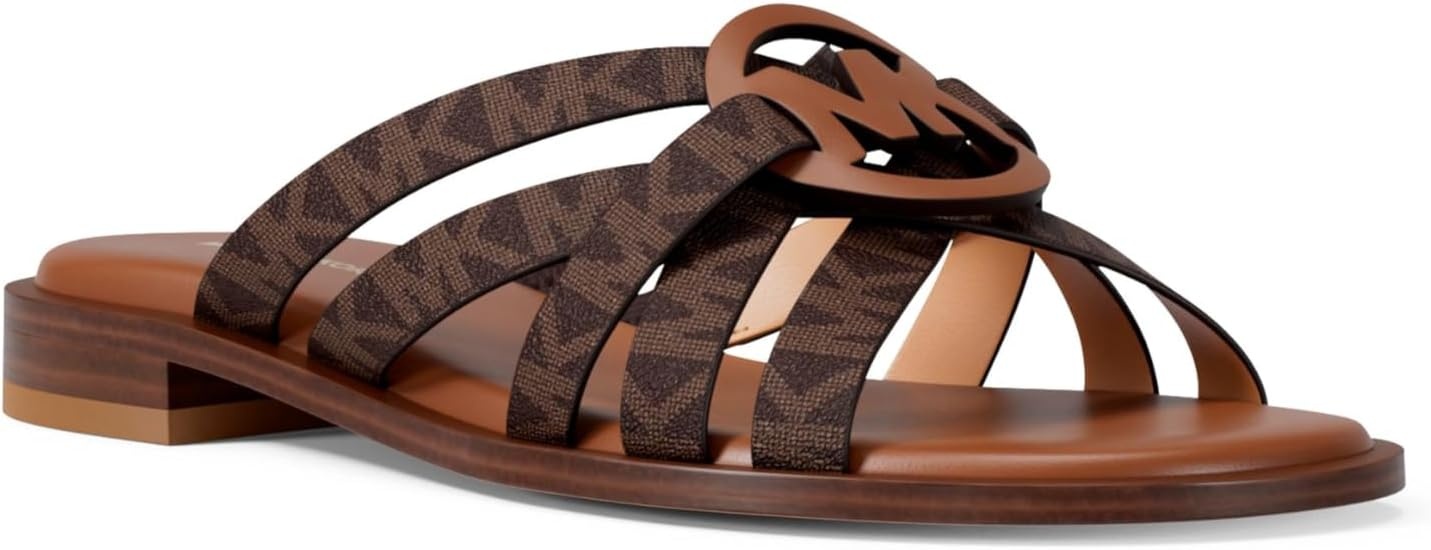 image:imageMICHAEL Michael Kors Erika Flat SandalsMk Signature Coated TwillBrown