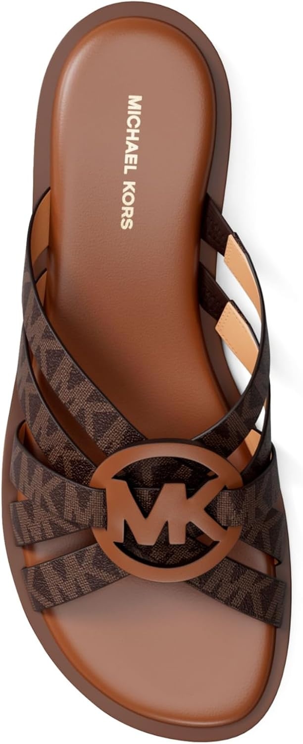 image:imageMICHAEL Michael Kors Erika Flat SandalsMk Signature Coated TwillBrown
