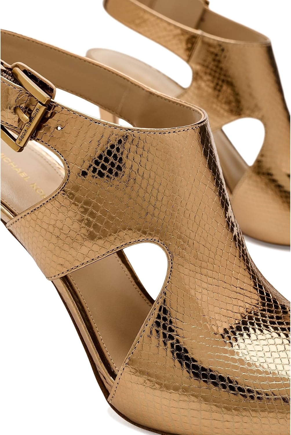 image:imageMICHAEL Michael Kors Harper Heeled SandalsMetallic LeatherAntique Gold