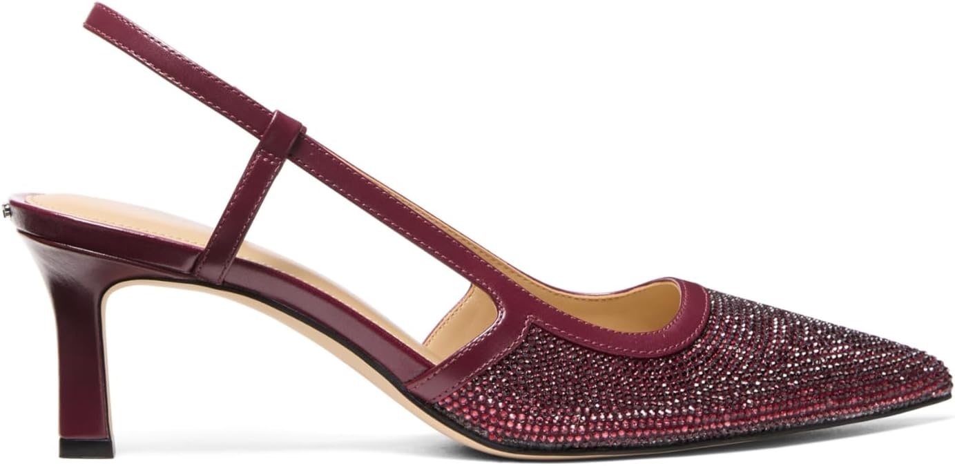 image:imageMichael Kors Womens Alora Mid Sling PumpOxbloodMicro Suede Hot Fix
