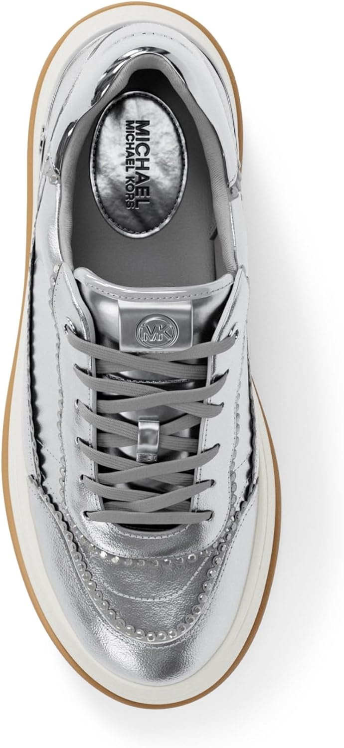 image:imageMichael Kors Womens Hayes Lace Up SneakersSilverMetallic Leather WHot Fix