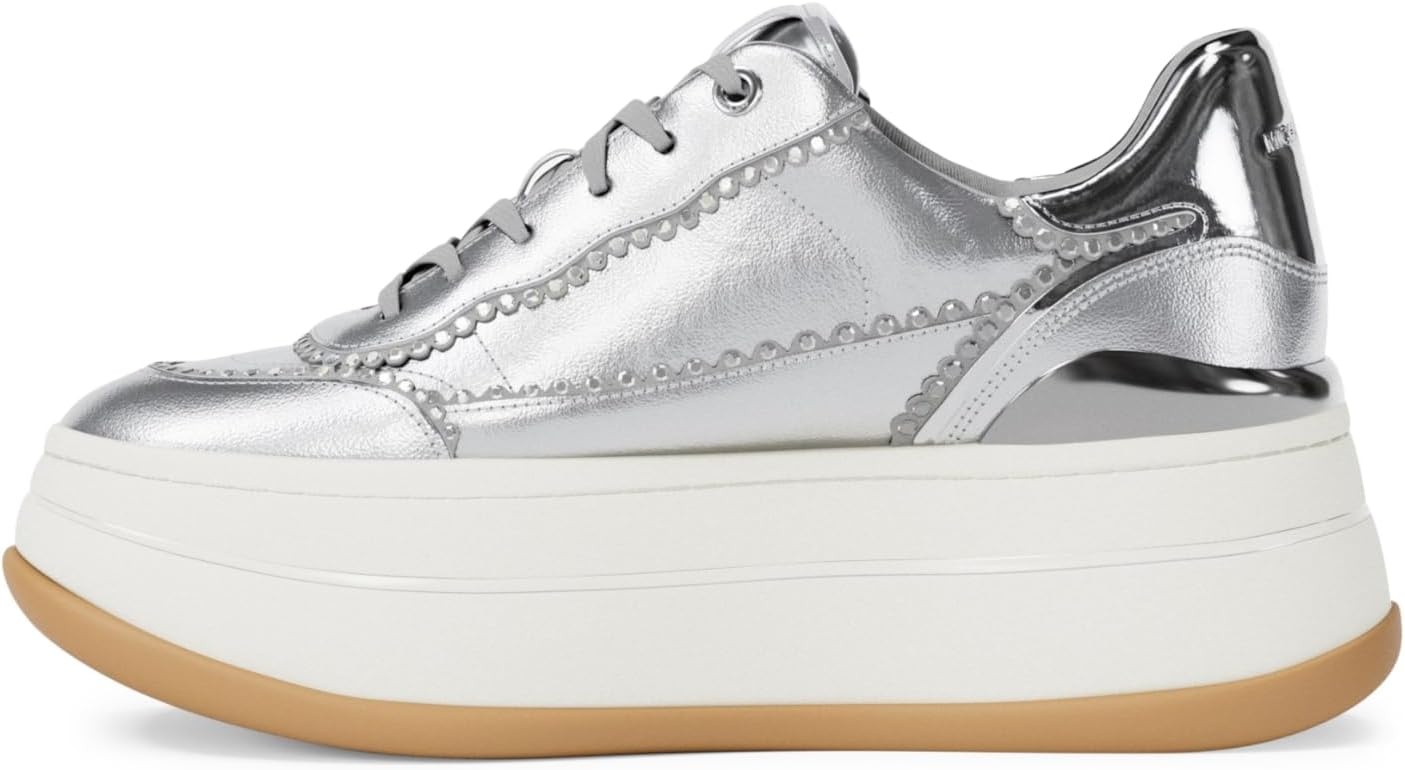 image:imageMichael Kors Womens Hayes Lace Up SneakersSilverMetallic Leather WHot Fix