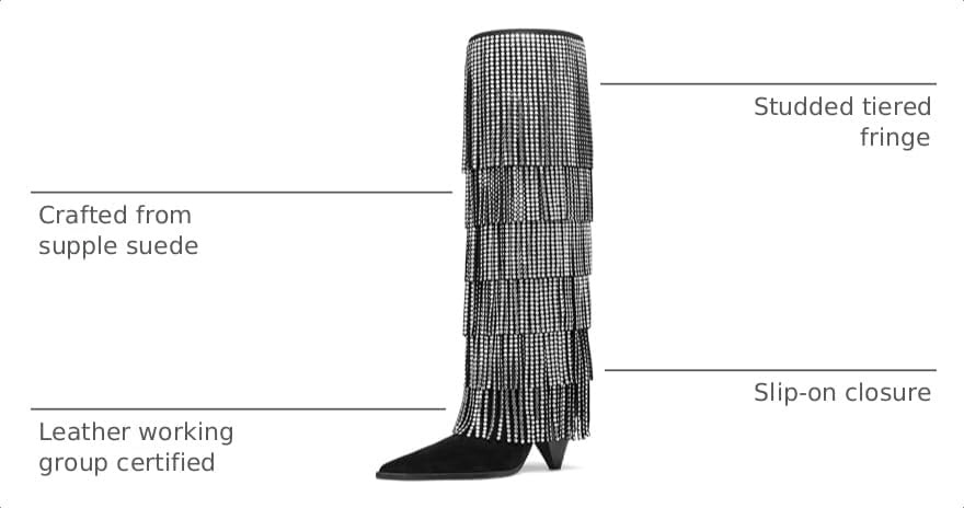 image:imageMichael Kors Womens Jayla Heeled BootBlackSuede FringeHot Fix