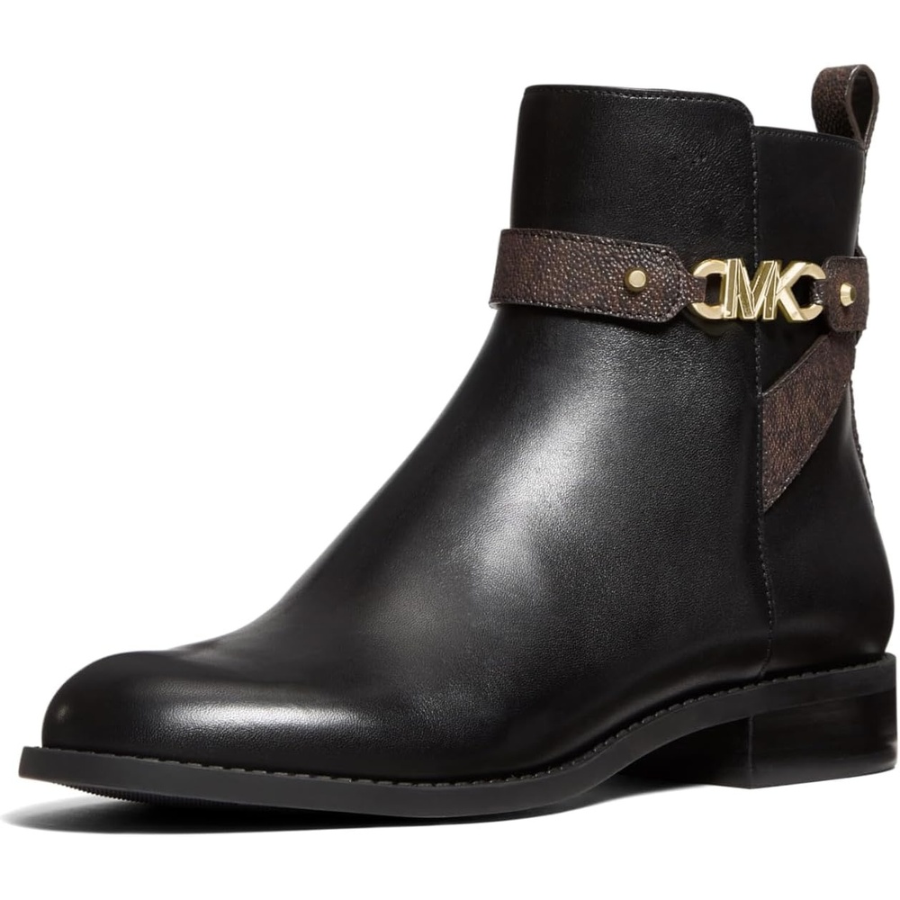 image:imageMICHAEL Michael Kors Farrah Flat BootieBlackVachetta LeatherSignature