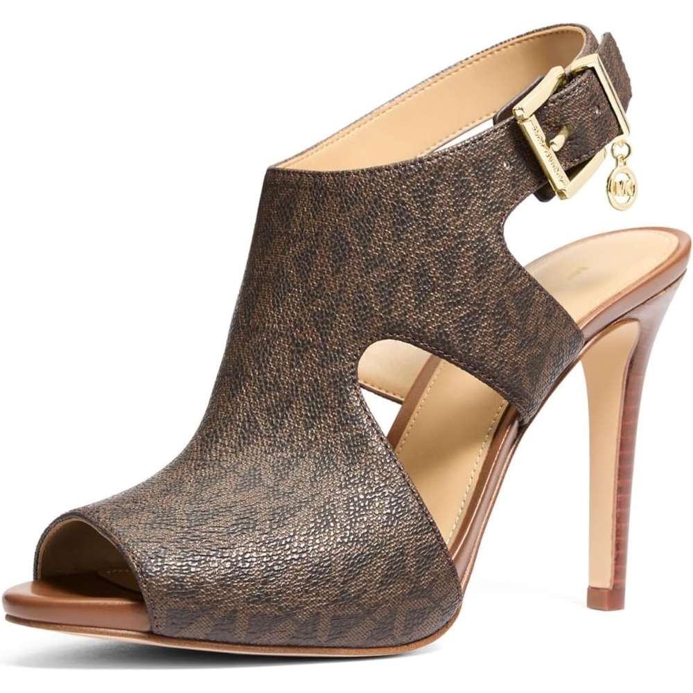 image:imageMICHAEL Michael Kors Harper Heeled SandalsMk Signature Coated TwillBrown