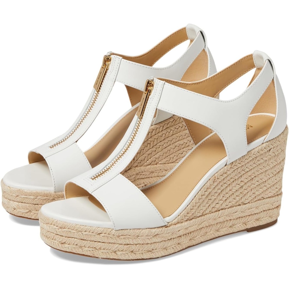 image:imageMichael Kors Womens Berkley Mid WedgeVachetta LeatherOptical White