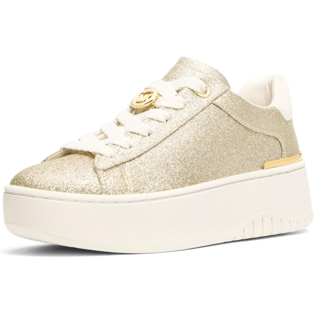 image:imageMichael Kors Womens Dottie Lace Up SneakerPale GoldGlitter Leather