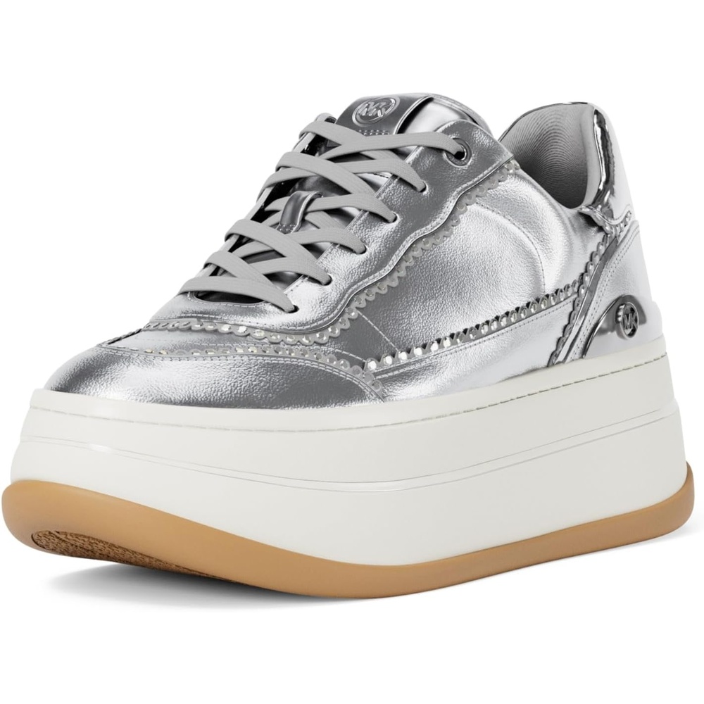 image:imageMichael Kors Womens Hayes Lace Up SneakersSilverMetallic Leather WHot Fix