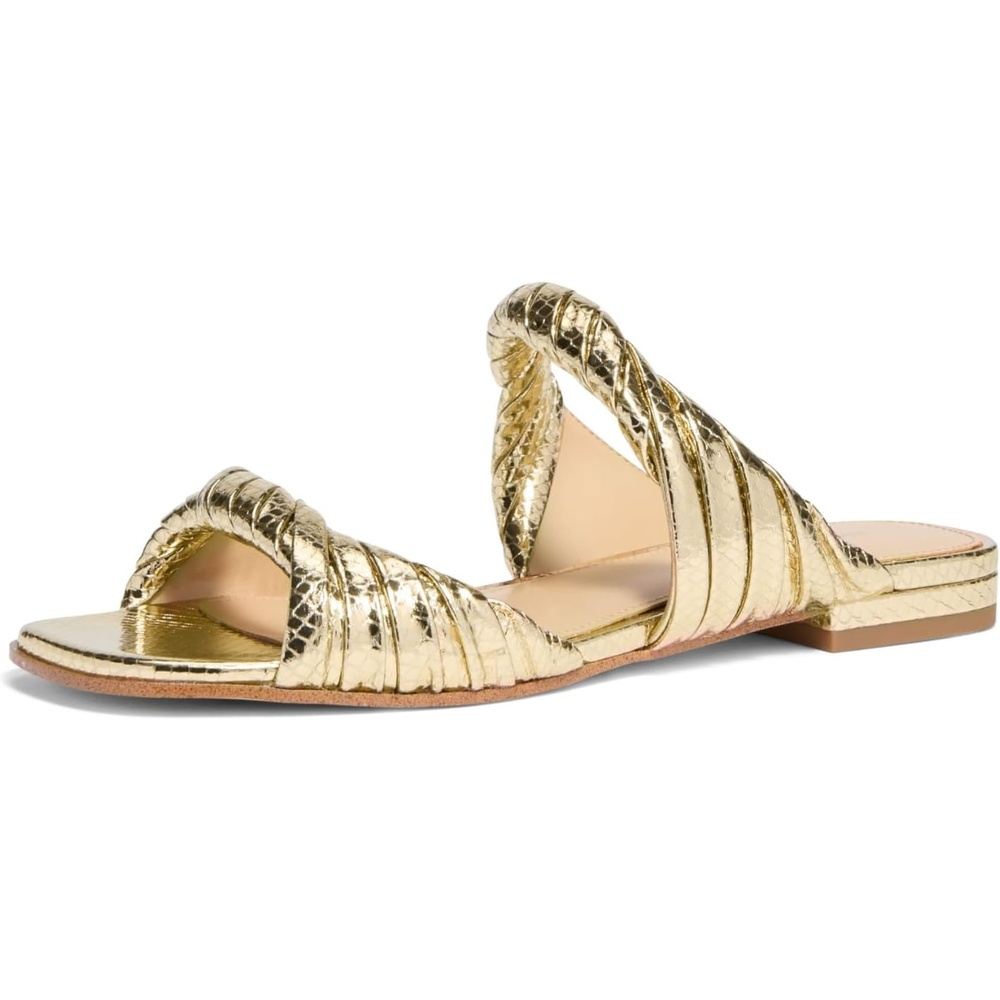 image:imageMichael Kors Womens Kiana Flat SandalMetallic Snake LeatherPale Gold