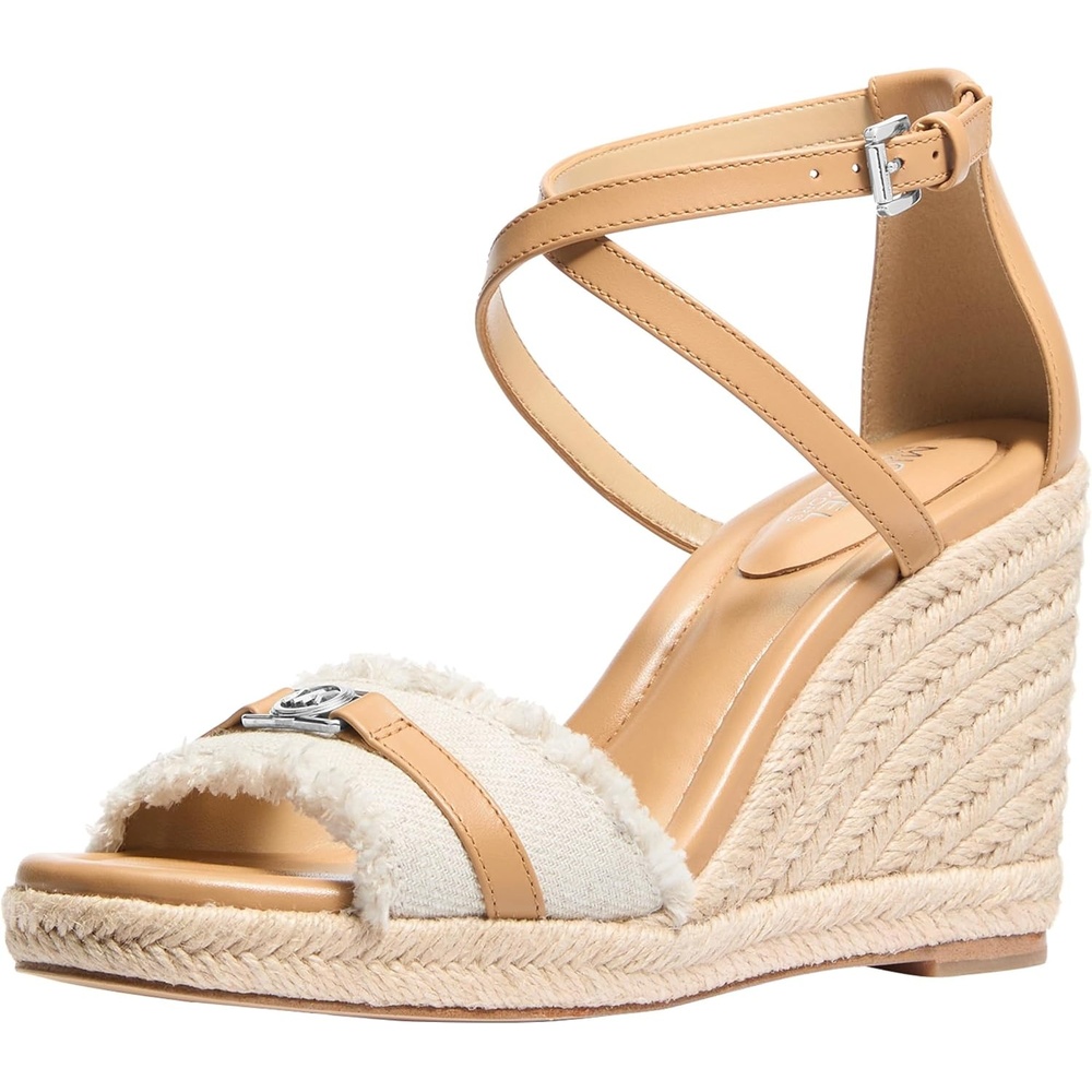 image:imageMichael Kors Womens Mandy Wedge SandalsCanvasPale Hemp