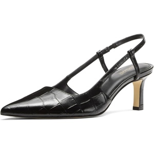 Michael Kors Women’s Alora Mid Sling Pump(Black/Croc Embossed)