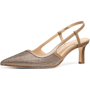 Michael Kors Women’s Alora Mid Sling Pump(Husk/Micro Suede Hot Fix)