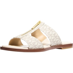 Michael Kors Women’s Berkley Flat Sandal(Mk Signature Twill/Vanilla)