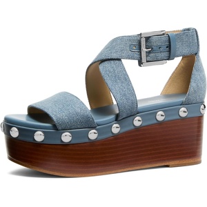 Michael Kors Women’s Hensley Flatform Sandal(Denim W/Dome Studs/New Horizon Wash)