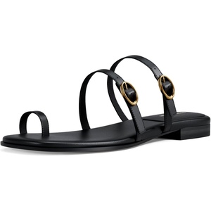Michael Kors Women’s Kya Flat Sandals(Leather/Black)