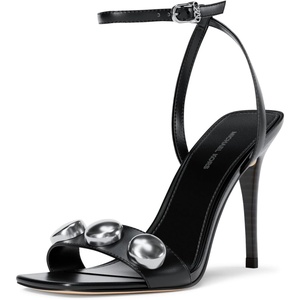 Michael Kors Women’s Liana Mid Heel Sandal(Dome Studs/Black)