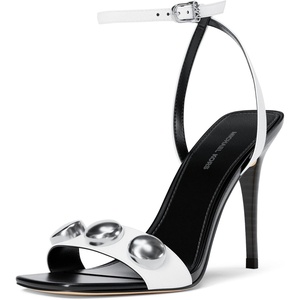 Michael Kors Women’s Liana Mid Heel Sandal(Dome Studs/Optic White)