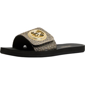 Michael Kors Women’s MK Charm Slide(Glitter/Gold)