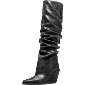 Michael Kors Women’s Noemie Heeled Boot(Black/Distressed Leather)