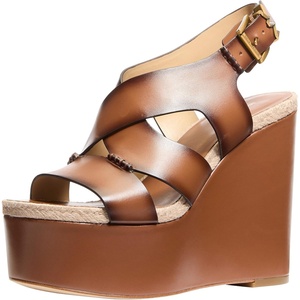Michael Kors womens Raven Wedge Sandal(Luggage)