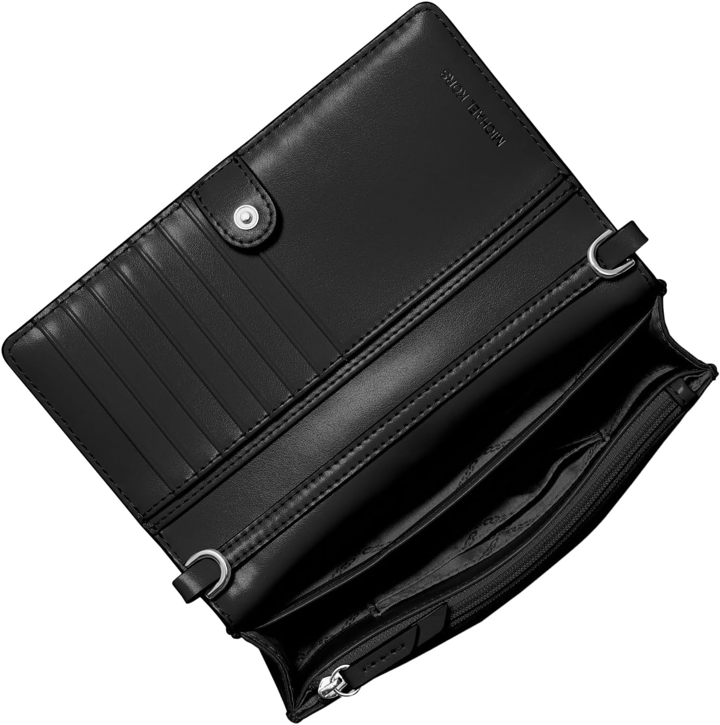 image:imageMICHAEL Michael Kors Jet Set Small Phone Web Strap CrossbodySilvertone HardwareNylonBlack