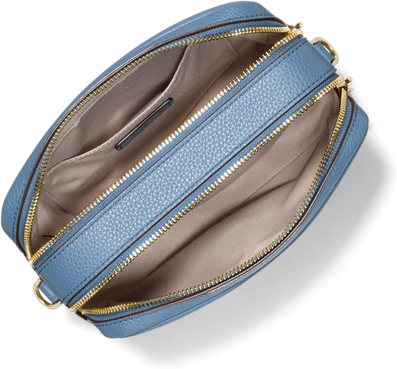 image:imageMichael Kors Bryant Medium Double Zip Chain Camera Crossbody BagGoldtone HardwareLeatherFrench Blue
