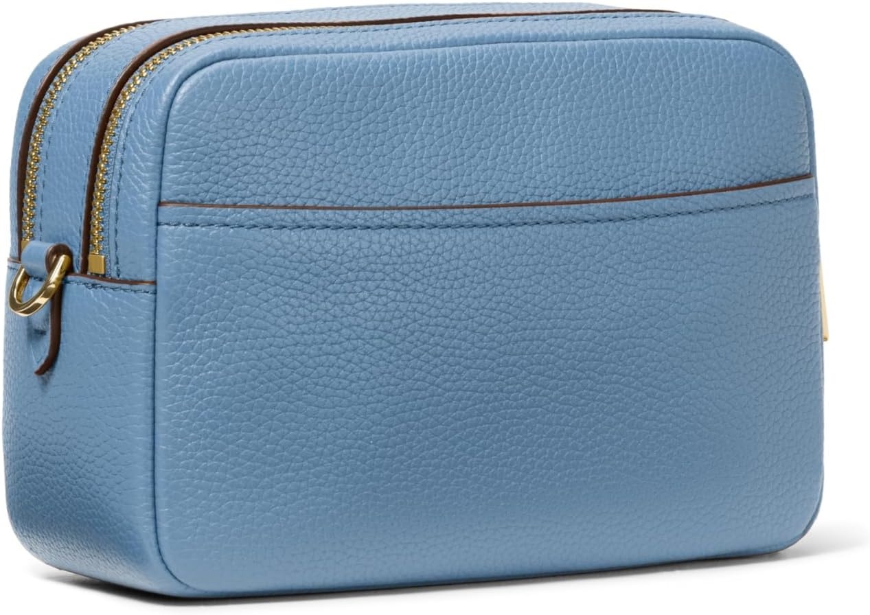 image:imageMichael Kors Bryant Medium Double Zip Chain Camera Crossbody BagGoldtone HardwareLeatherFrench Blue