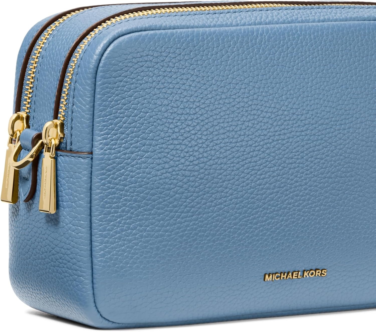 image:imageMichael Kors Bryant Medium Double Zip Chain Camera Crossbody BagGoldtone HardwareLeatherFrench Blue