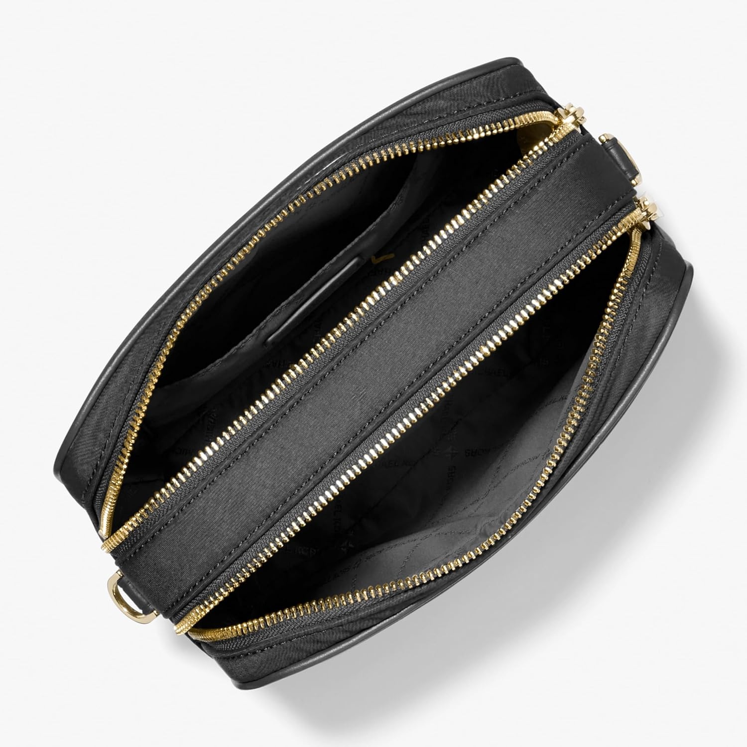 image:imageMichael Kors Bryant Medium Double Zip Chain Camera Crossbody BagGoldtone HardwareNylonBlack