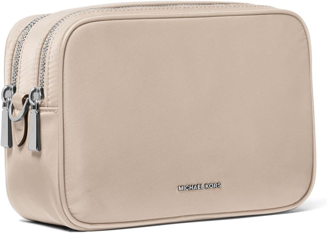 image:imageMichael Kors Bryant Medium Double Zip Chain Camera Crossbody BagLight Sand 1