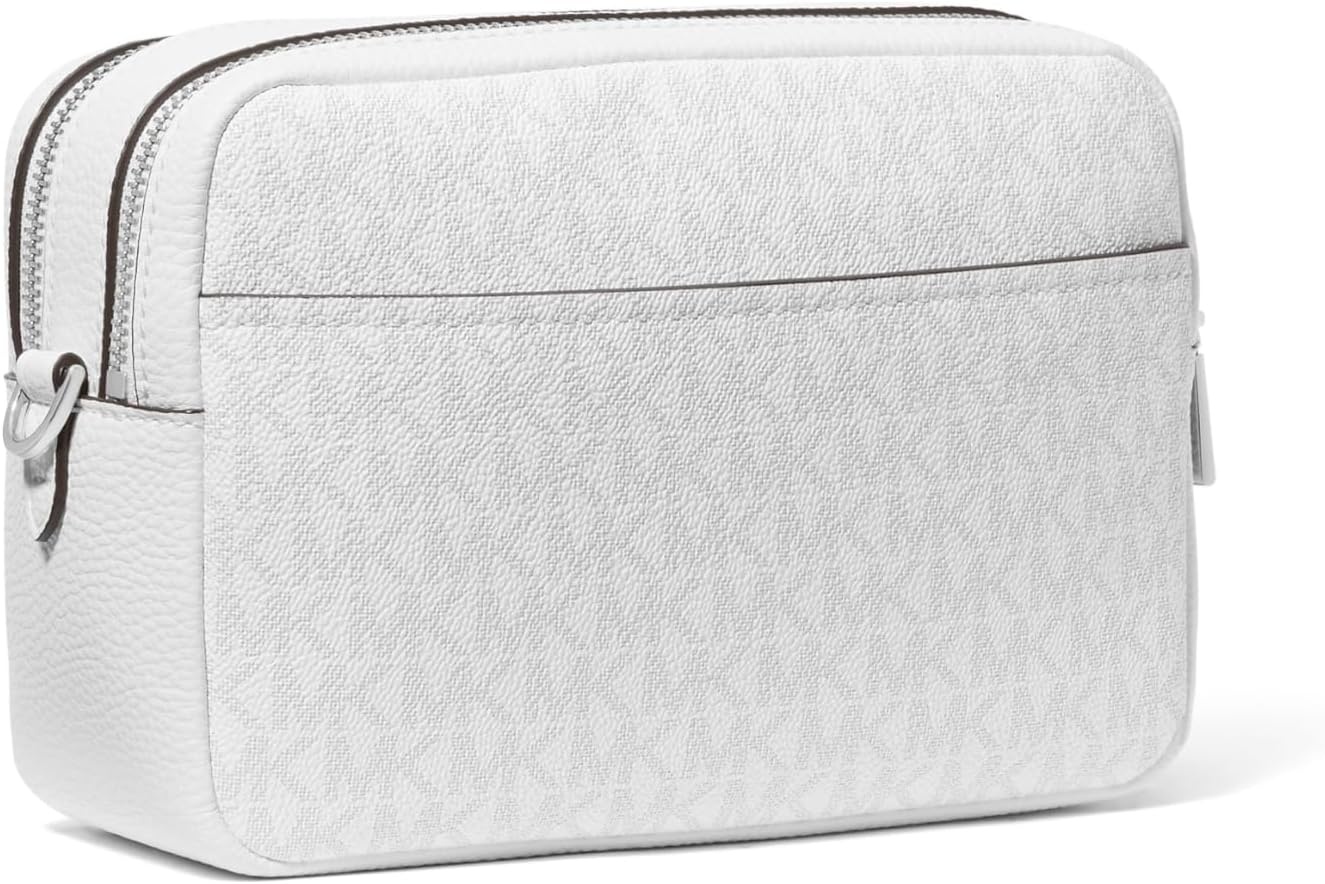 image:imageMichael Kors Bryant Medium Double Zip Chain Camera Crossbody BagOptic WhiteAluminum